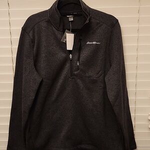 Men's Eddie Bauer Sweater Fleece Quarter-Zip Pullover sz S Grey